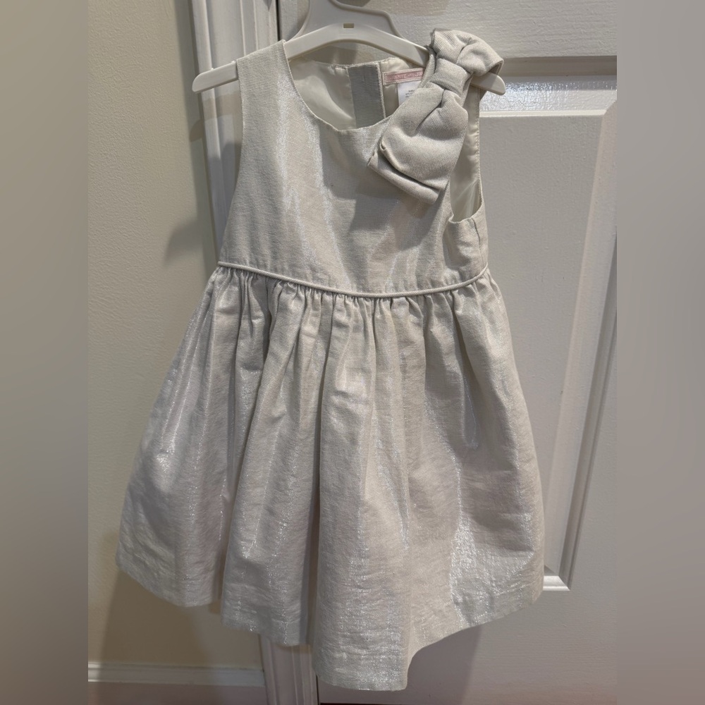 Janie and Jack Shimmery Ivory Bow Shoulder Party Dress
